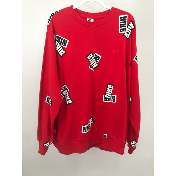 Nike Red Spell Out Graphic Crew Neck Sweatshirt Size XXL - Picture 1 of 10